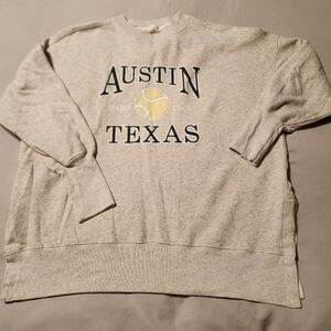 Abercrombie Soft AF Sweatshirt Austin TX Tennis Sport Split Hem Heathered XL